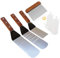 ADNEWX 4 Stück Grillspachtel Set, Pfannenwender Edelstahl mit 2 Quetschflasche Grillwender Holzgriffen Glatte für Teppanyaki-Grills und Plancha Zubehör