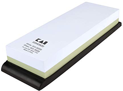 Shun Besteck-Kombi-Schleifstein, Körnung 3000 & 6000, ideal zum Schärfen von leicht stumpfen Klingen, inkl. Gummischale für Schärfstabilität