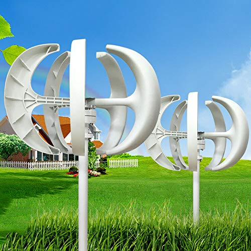 24V Nylonfaser Windgenerator Windräder 600W Weiß Vertikale Lantern Wind Turbine Generator Axis Windkraftanlage mit 5 Rotorblättern, Controller