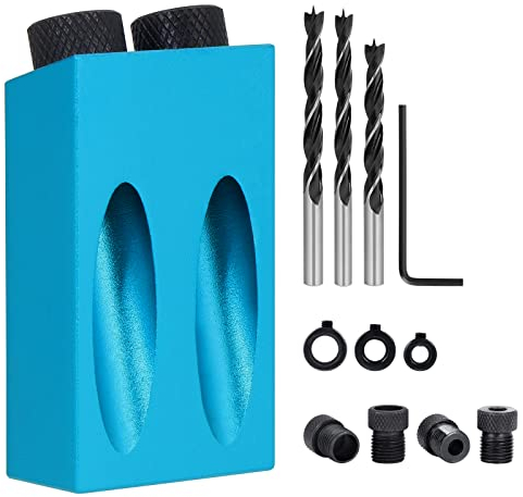 Knpwer 14 maschere tascabili per fori inclinati da 15 gradi, maschera per fori inclinati per la lavorazione del legno, con adattatore da 6/8/10 mm per fori angolari per la lavorazione del legno