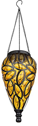 LED Solar Pendelleuchte amberfarbig, Gesamthöhe mit Kette 50cm