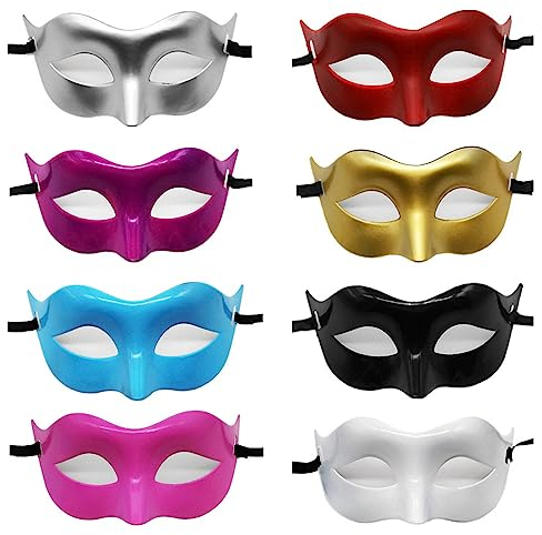 Lezevn 8 st maskeradmask Zorro mask venetiansk grekisk romersk mask män halv ansikte ögon masker för halloween Mardi Gras party