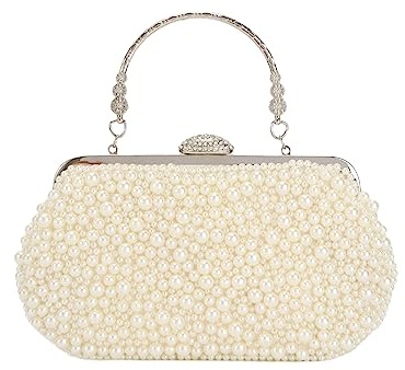 LUI SUI Damen Perle Clutch Geldbörsen Vintage Braut Perlen Abend Clutch Tasche für Hochzeit Cocktail Party Prom