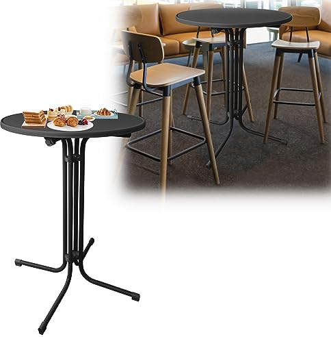 YUENFONG Stehtisch klappbar Bartisch Ø 80 cm Bistrotisch Klapptisch - 110cm hoch, Multifunktional Gartentisch für Außen und Innen, Zuhause, Schwarz