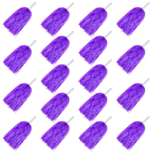 18PCS Purple Cheerleading Pom Poms Plastic Cheerleader Pom Poms for Sports Squads Dancing Party Football Basketball Spirit Sports Stage Performance Celebration