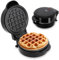 ADE Mini Waffeleisen | belgische Waffel runde Form | perfekt für eine Person, Party, Kindergeburtstag | hochwertige Antihaftbeschichtung | 550 W | schwarz