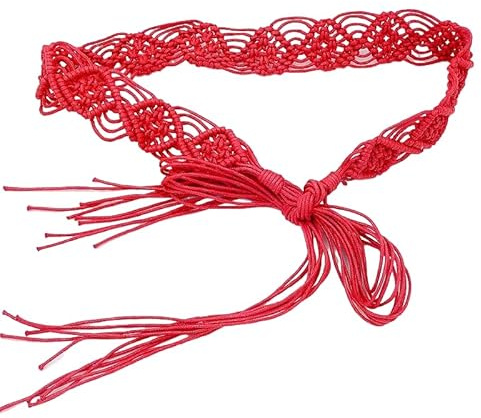 SYSUII Flechtgürtel Damen Boho Stil Taillengürtel mit Quaste für Frauen - Geflochtene Taillengürtel mit Kette für Rock und Kleid