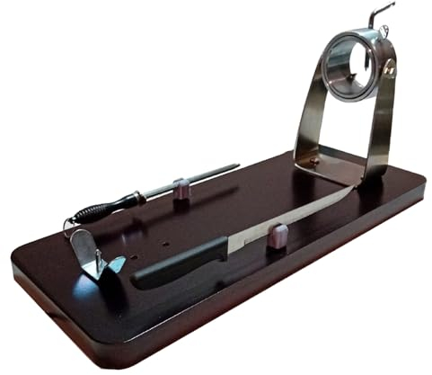 BlendNature Porta Prosciutto Professionale Girevole – Include Coltello Taglia e Affila Coltello con Supporti per Utilizzo sulla Base + Colore Noce – Design Elegante e Pratico