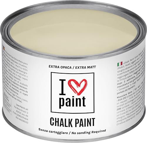 I LOVE CHALK PAINT Colore Sabbia 375 ml - Senza Carteggiare Colora Mobili, Pareti e Oggetti - Senza solventi e formaldeide – Inodore a base di acqua
