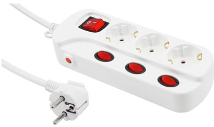 Regleta de 3 Tomas con Interruptor Individual Cable 1.5m 3680W máx