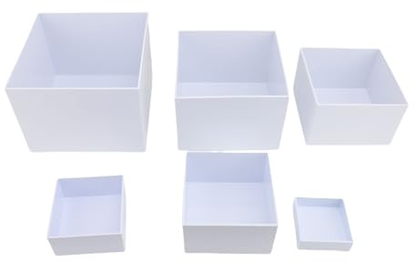 6 Pièces Présentoir Cubique en Acrylique Blanc - Supports à Gâteaux et Desserts Empilables avec Fond Creux - Pour Buffet, Mariage, Bijoux, Figurines (6 Tailles Différentes) | Empilable Avec Fond Creux, Plastique Transparent, Support Pour Desserts Bijoux Objets De Collection, Blanc
