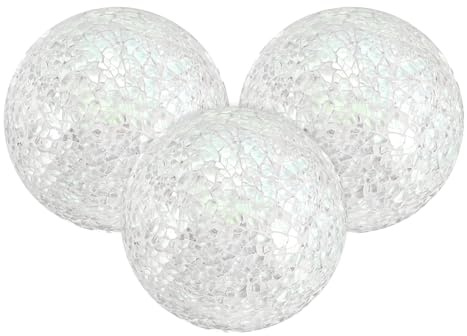 M METERXITY 3-Pack Decorative Ball for Bowls, 3 Inch Mosaic Glass Balls Decorative Glass Orbs for Home Decor/Dining Tables/Wedding Party/Coffee Table/Centerpiece Decor [White]