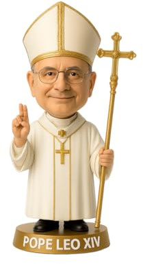 LEMONSODA Pope Leo XIV Bobblehead - 8 Inch Collectible Figure - Catholic Gift, Religious Decor, Funny Desk Accessory (Mitre)