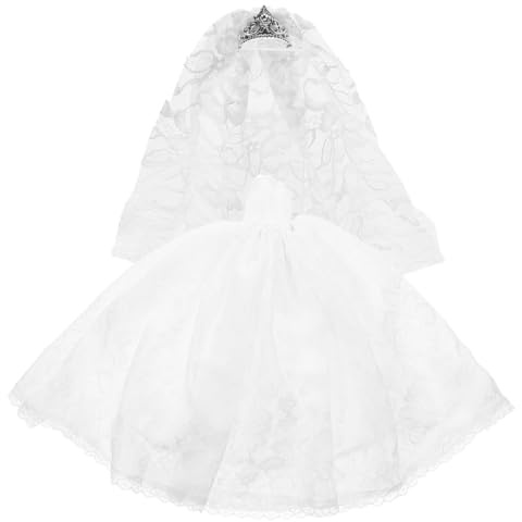 Abaodam Puppenhochzeitskleid Mit Schleier Dekoratives Puppenkleid Für Große Puppen Wiederverwendbares Brautkleid Für Puppen Fotorequisite Für Puppenspiele Und Verkleiden
