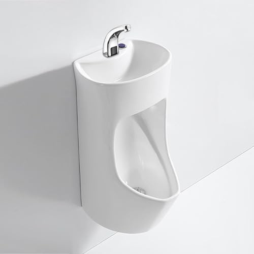 Wand Pissoir Urinalbecken Komplettset, Keramik-Urinal für Männer mit Integriertem Waschbecken und Sensorarmatur, Urinal für Männer, für Bars, Hotels, Öffentliche Toiletten