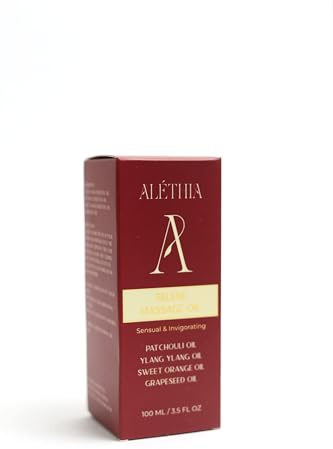 Aléthia Selene Massageöl, sinnliche & belebende Mischung mit Ylang Ylang, Patchouli, Süßorange, 100 ml