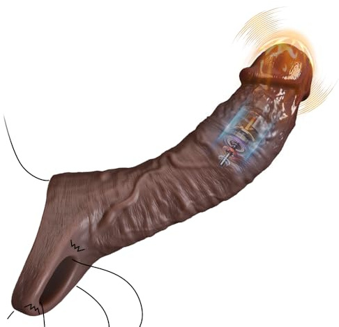 Penishülle mit Vibrator und Hodenring, XXL Penisverlängerung 20 cm –Penismanschetten, Sexspielzeug für Paare und Männer, Spielzeug für Extrem Sex, Realistischer Penisaufsatz, Cocksleeves Penis Sleeve