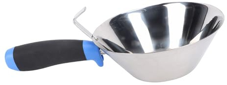 HUSHUI Cuchara de Barro de Acero Inoxidable, de TPR Inoxidable, Pala de Yeso Antideslizante para Manipulación de Materiales de Mortero de Cemento, con Recipiente Cónico para
