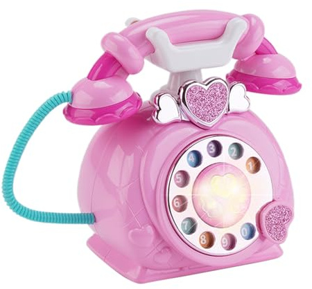 Imaginary leksakstelefon: fast telefon, kabeldesign, musik och elektroniska ljud, hållbar | Interaktiv leksak för småbarn, fantasifullt rollspel,