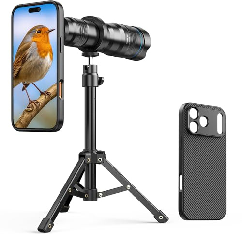 APEXEL 36x Telephoto Phone Camera Lens with Integrated Case for iPhone 17 Pro Max-36X Professional Telephoto Lens,Sturdy Tripod Mount