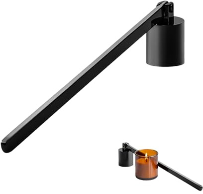 Estintore per candele, nero in acciaio inox, elegante estintore con manico lungo e testa girevole, accessorio sicuro per candele senza fumo, ideale per candele e lumini