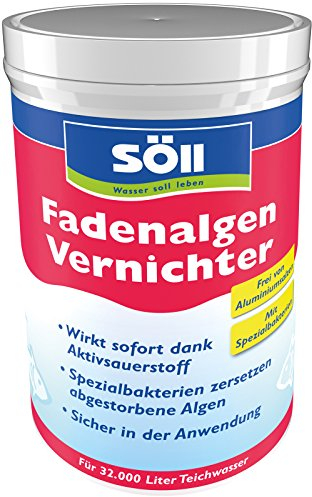 Söll 80599 FadenalgenVernichter mit Aktivsauerstoff 1 kg - Fadenalgenentferner mit Sofortwirkung, Spezialbakterien zersetzen abgestorbene Algen in Teichen