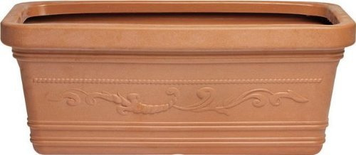 OEM Vaso Rettangolare Festonato Maxi Misura 60 Cm Colore Terracotta Doppio Bordo