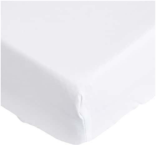 Amazon Basics Lenzuolo con angoli Singolo, 90 x 200 x 30 cm, in 100% Microfibra con altezza da 30cm, Bianco