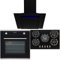 SIA 60cm Black Single Electric Digital Oven, 70cm Gas Hob & Angled Cooker Hood