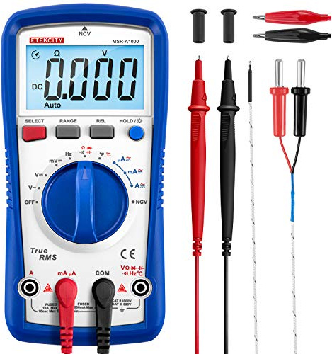 Etekcity Professional Digital Multimeter, TRMS 6000 Counts Manual Auto Ranging, Measures Voltage, Current, Ressistance, Frequency, Resistance, Continuity, Capacitance, Diode Test, Temperature