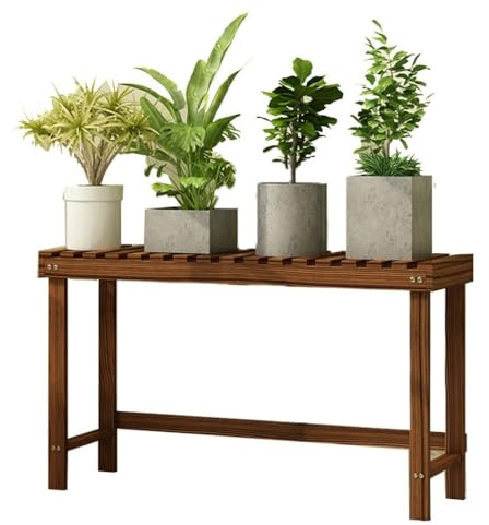 JosuE Pflanzenregale Garten Stufenhölzerner Blumenständer Balkongrünpflanzenständer Wohnzimmerblumentopfständer Gartendekorationsständer (Color : Brown, Size : 58x25x45cm)