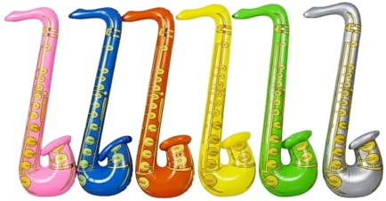 SHATCHI Lot de 12 Grands gonflables pour Saxophone-Instruments de Musique-Fournitures de Cadeaux Jeune Fille, Enterrement de Vie de garçon, Accessoires de fête Rock Star, Coloris Assortis, 1 pièce