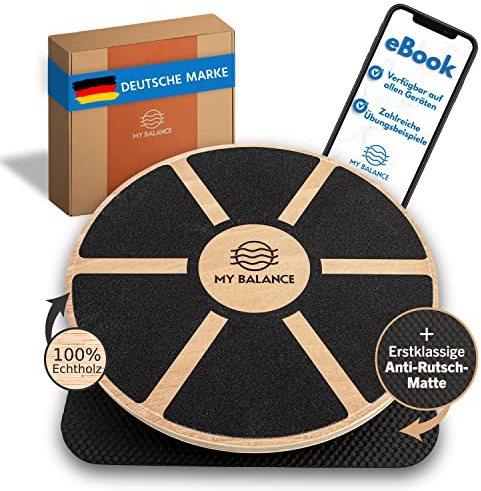 My Balance Premium Balance Board inkl. Antirutschmatte I Hochwertiges Wackelbrett mit E-Book I Stärkt deine Balance I Balance Board für bessere Fitness