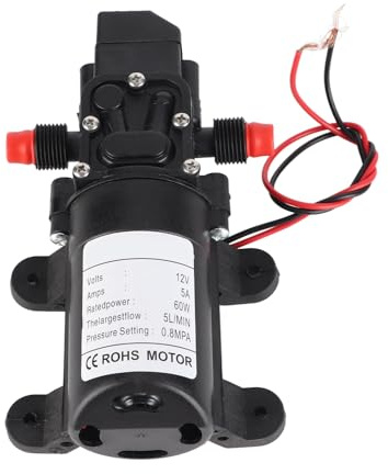Vattenpump 12 V självsugande 60 W 5 l/min tryckpump, vatten med tryckknapp, pump, självsugande membran, husbil, vattenpump, för husbilar och husvagnar, små båtar