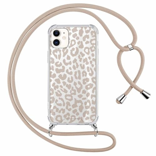 ZhuoFan Handyband Handyhülle für iPhone 11 Hülle mit Band, Aesthetic Transparent mit Umhängeband Silikon + Schwer PC Schutzhülle Motiv mit Kordel zum Umhängen 63in Halsband Necklace Lanyard Case