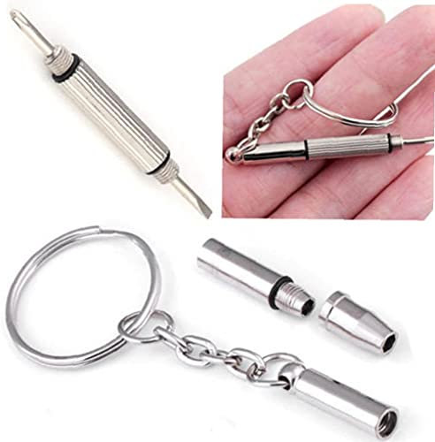 Bontannd 4 In1 Eyeglass Screwdriver Mini Key Chain Ring Hand Tools Sunglasses Eyeglass Cellphone Watch Repair Keychain Screwdriver Tool