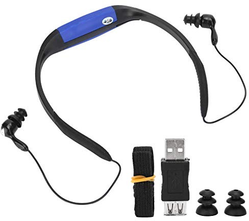 mumisuto Lecteur MP3, étanche IPX8 Flexible Style Enveloppant Casque Natation Lecteur de Musique MP3 Radio FM Lecteur de Musique pour Sports Nautiques