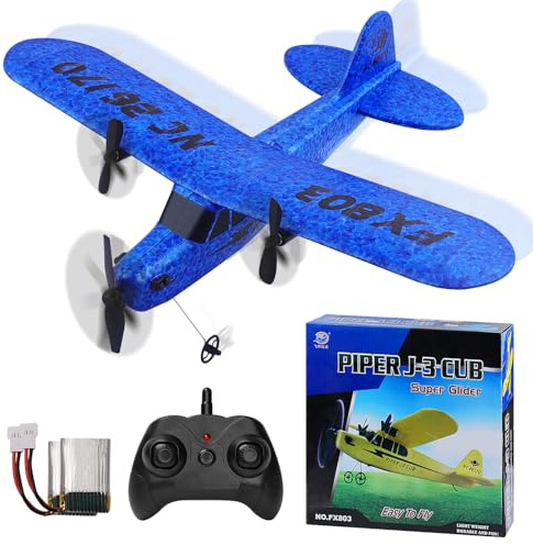 yusvwkj Avion RC FX803 EPP RC prêt à voler, 2,4 GHz 2 canaux télécommandés avion RC Glider, télécommande pour enfants/adultes/débutants, bleu