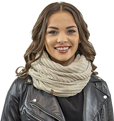 VIVISENCE Damen Loopschal Zweifach Gefaltet Ideal Für Kalte Wintertage 7017S, Beige,Einheitsgröße