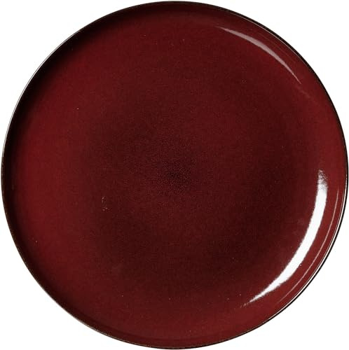 Ritzenhoff & Breker Gambia Speiseteller, 28 cm, Runder Teller mit braunem Rand, Skandinavisches Design mit Reaktivglasur, Steinzeug, Rot