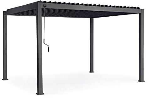 Decor Space Pavillon Ocean 4 x 4 Meter Pergola mit Aluminiumgestell, schwenkbares Lamellendach, für Garten und Veranda, anthrazit
