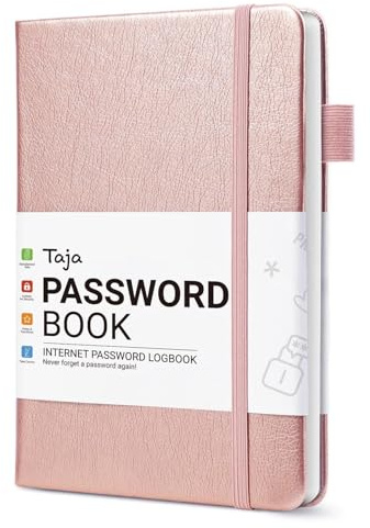 Taja Password Keeper Book with Alphabetical Tabs, Small Password Books for Seniors, Password Notebook for Internet Website Address Log in Detail, Password Logbook to Help You Stay Organized - Rose Gold