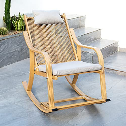 Rocking Chairs,schaukelstuhl rattan outdoor,balkonmöbel schaukelstuhl,Fußstütze mit Polsterung und einziehbarer Kopfstütze für Veranda, Garten, Rasen, Terrasse, Pool, Braun ( Color : Type D , Size : 2