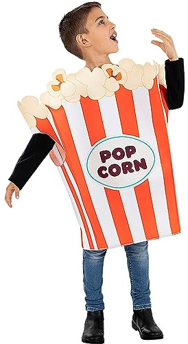 Funidelia | Disfraz de bolsa de palomitas para niño y niña Comida, Popcorn - Disfraz para niños y divertidos accesorios para Fiestas, Carnaval y Halloween - Talla 7-12 años - Blanco