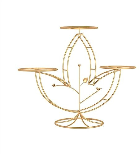 yixinzi-2024 Kuchenständer ServierStänder Kreative Licht Luxus Eisen Kuchen Stehen DREI Schicht Dessert Display Rack Hochzeit Party Bankett Dekoration Set Cupcake Ständer (Color : Gold)