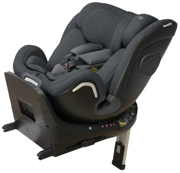 Casualplay - Silla de coche bebé Kora i- Size giratoria con isofix y pata de apoyo, grupo 0 1 2 3 de 0 a 12 años o de 40 a 150 cm altura y apta para llevar a contramarcha hasta los 105cm, deep grey