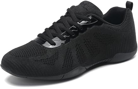 Damen Cheerleading Mädchen Cheerleadingschuhe Tanzschuhe Schuhe Schnürschuhe Weiß Training Schuhe Outdoor Sportschuhe Walkingschuhe Fitness Gymnastik Yoga Tanzschuhe Schwarz 39EU