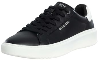 Skechers herr Court Break kostym sneakerCOURT paus kostym sneaker, Svart Duraleather vit häl trim, 40 EU