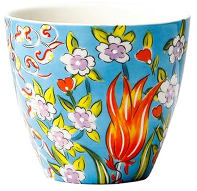 CAPIJIONG 400ml/13.5oz Creativo Europeo Pintado a Mano Recto Barril Sin Asa Taza de Cerámica Hogar Desayuno Café Leche Práctico Taza Tulipán
