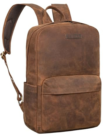 STILORD 'Alois' Klassischer Laptop Rucksack 15 Zoll Leder Rucksack für Herren Businessrucksack Damen Großer Rucksack mit vielen Fächern und Trolley-Aufstecksystem, Farbe:avani - braun